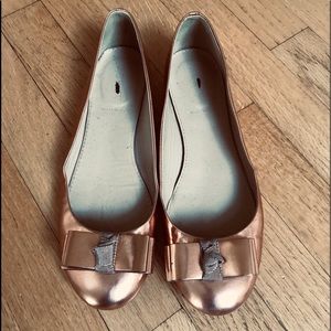 J Crew Rose Gold Bow Flats